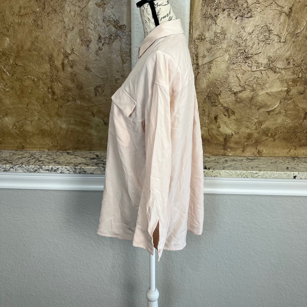 Lafayette 148 Silk Button Front Shirt Women Small Pink Long Sleeve Pocket Luxury - Picture 5 of 12